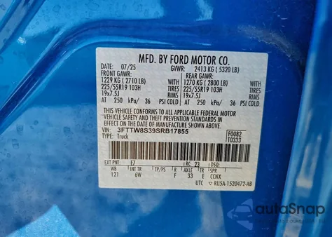 2025 Ford Maverick Lariat из США, поврежденный, VIN 3FTTW8S39SRB17855